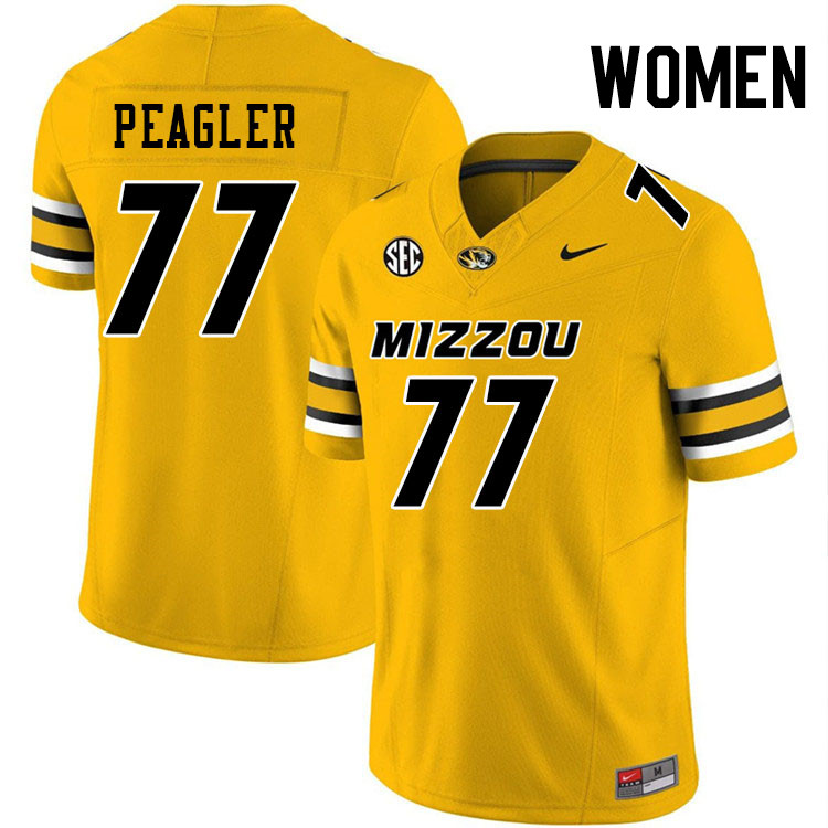 Women #77 Curtis Peagler Missouri Tigers College Football Jerseys Stitched-Gold